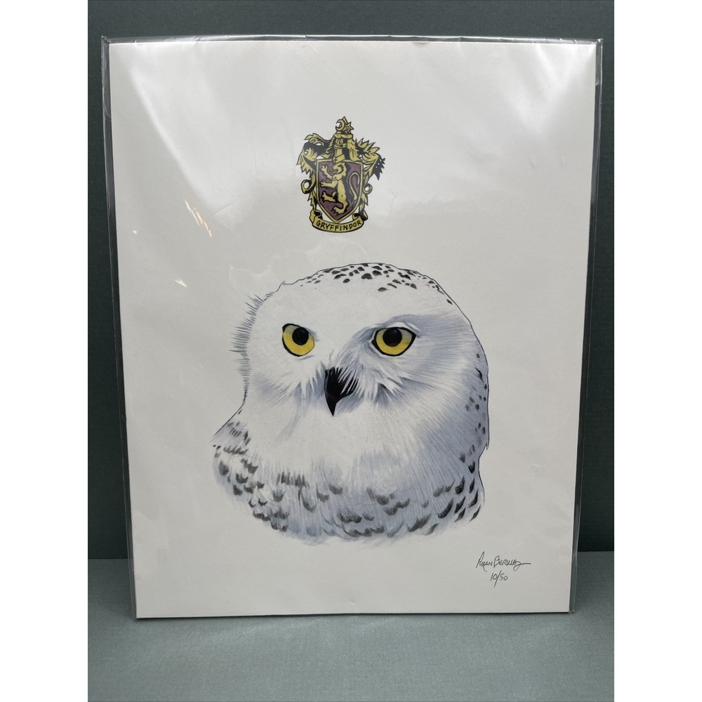Art Print Ryan Berkley Harry Potter Hegwig Owl Gryffindor Limit‎ Edition Signed